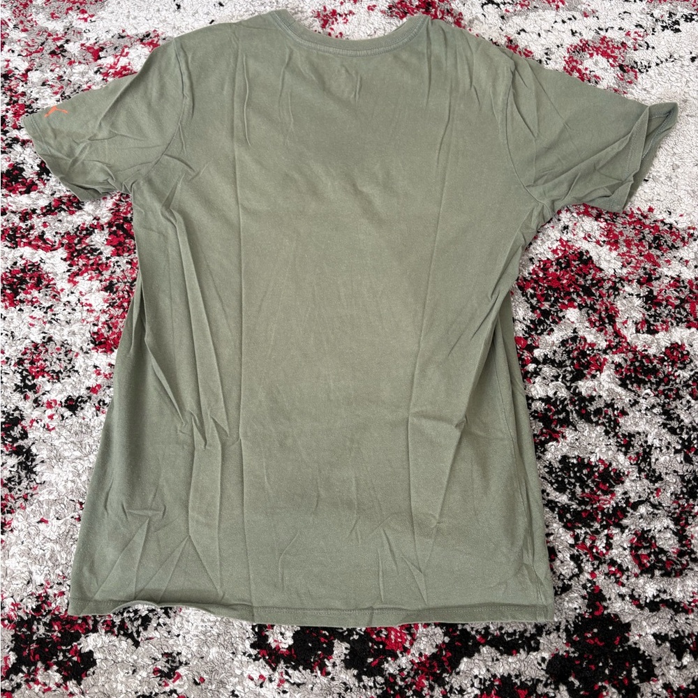 Puma Olive Green Crewneck Tee with White Logo Print - Picture 4 of 4